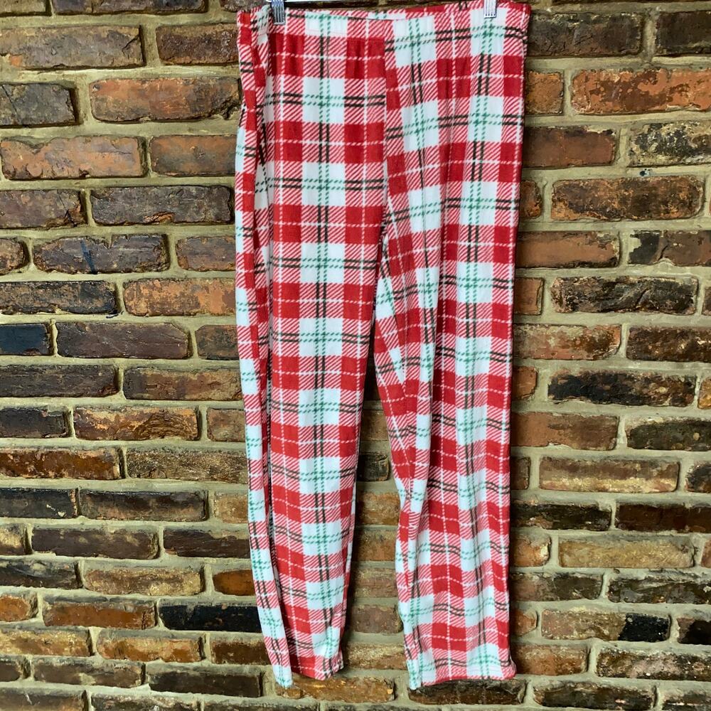 ED Ellen DeGeneres Red Plaid Fleece Sleepwear Pajama Pants Women's Size Medium